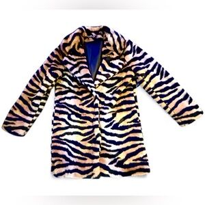 Nasty Gal Tiger Stripes Faux Fur Coat